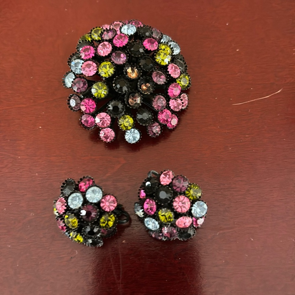 matching brooch with clip on earrings